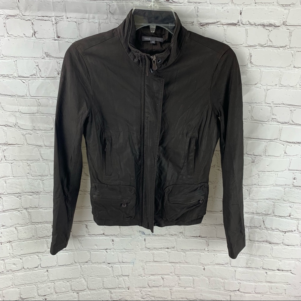Vince. Brown Leather Jacket - Picture 3 of 7